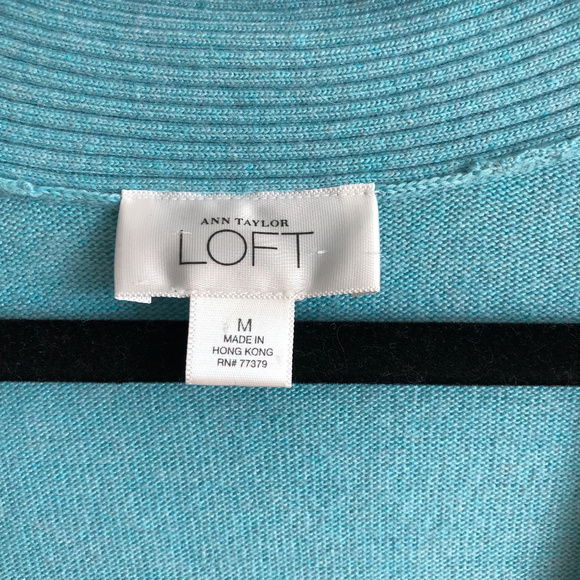 Ann Taylor LOFT Turquoise V-Neck Angora Sweater M - Picture 2 of 6